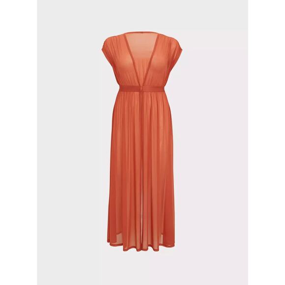 Torrid Maxi Mesh Short Sleeve Coverup Kimono Orange Womens Plus Size 2 2X - Picture 4 of 12